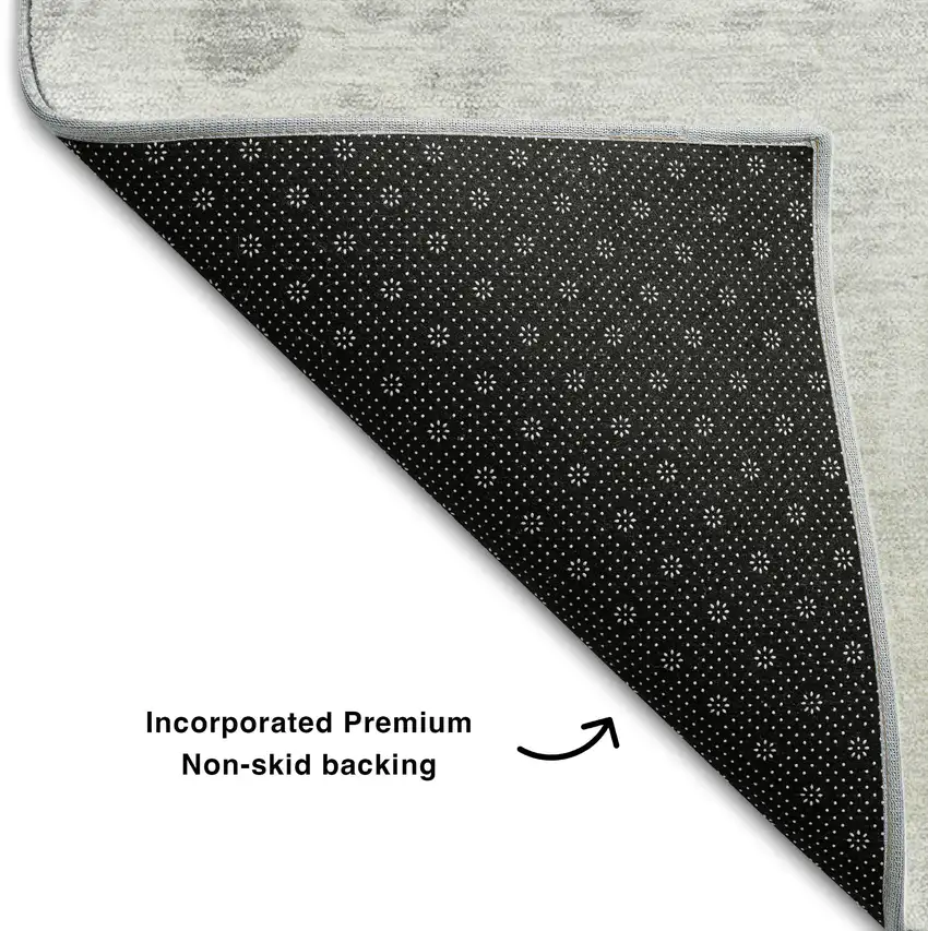 Gray And Ivory Abstract Washable Area Rug With UV Protection Photo 8