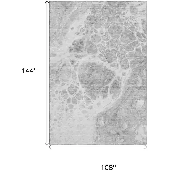 Gray And Ivory Abstract Washable Area Rug With UV Protection Photo 3