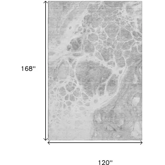 Gray And Ivory Abstract Washable Area Rug With UV Protection Photo 3