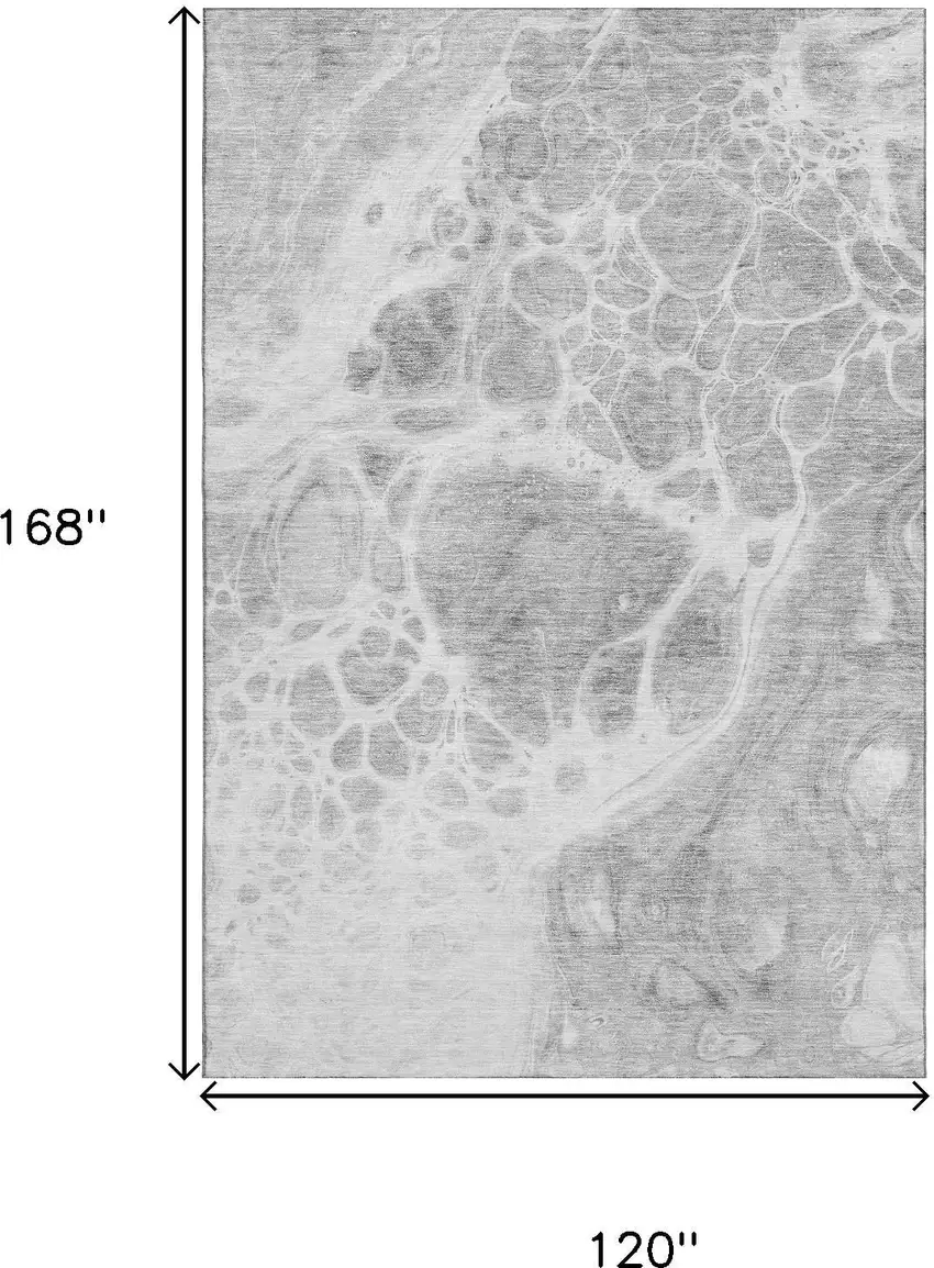 Gray And Ivory Abstract Washable Area Rug With UV Protection Photo 3