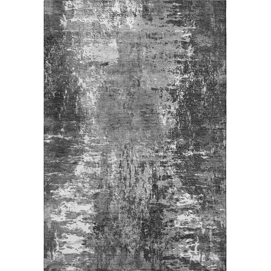 Gray And Ivory Abstract Washable Area Rug With UV Protection Photo 4