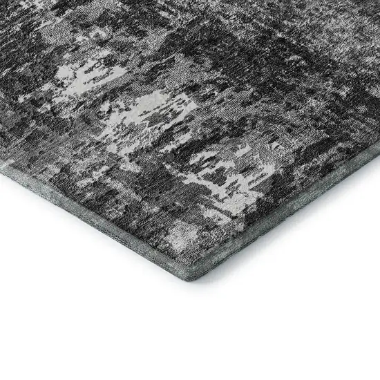 Gray And Ivory Abstract Washable Area Rug With UV Protection Photo 9