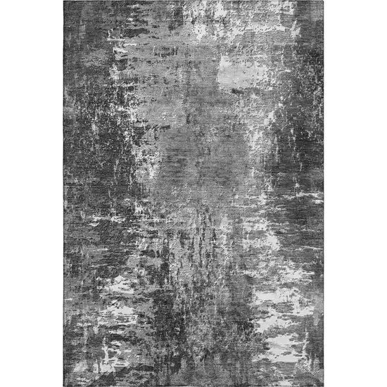 Gray And Ivory Abstract Washable Area Rug With UV Protection Photo 2