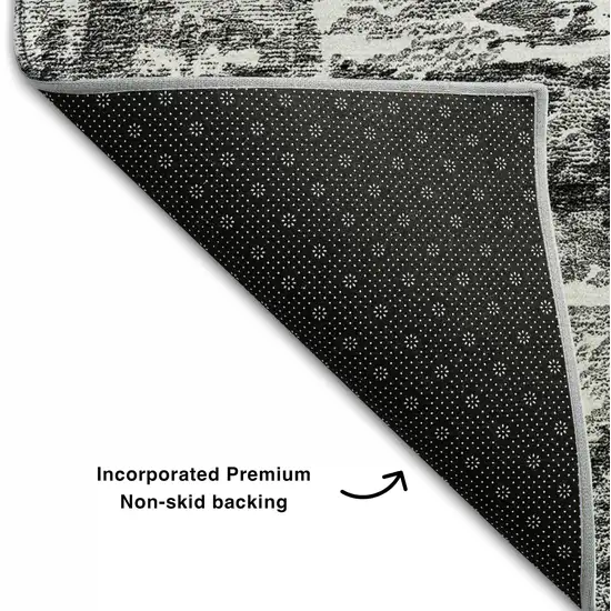 Gray And Ivory Abstract Washable Area Rug With UV Protection Photo 5