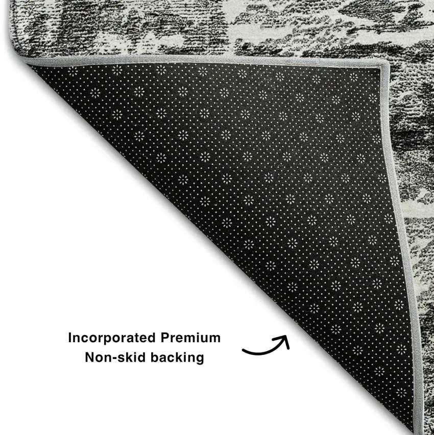 Gray And Ivory Abstract Washable Area Rug With UV Protection Photo 5