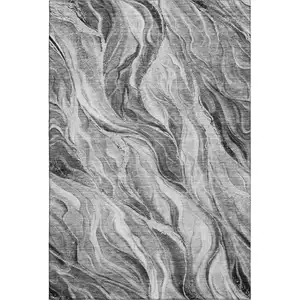 Photo of Gray And Ivory Abstract Washable Area Rug With UV Protection