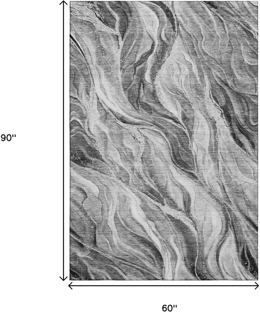 Gray And Ivory Abstract Washable Area Rug With UV Protection Photo 3