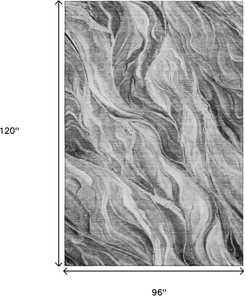 Gray And Ivory Abstract Washable Area Rug With UV Protection Photo 3