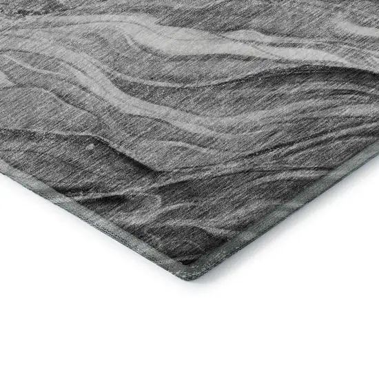 Gray And Ivory Abstract Washable Area Rug With UV Protection Photo 6