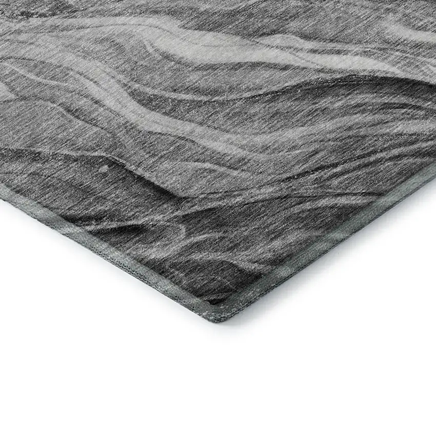 Gray And Ivory Abstract Washable Area Rug With UV Protection Photo 6