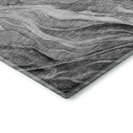 Gray And Ivory Abstract Washable Area Rug With UV Protection Photo 9