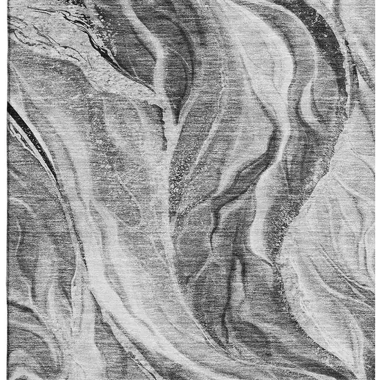 Gray And Ivory Abstract Washable Area Rug With UV Protection Photo 4