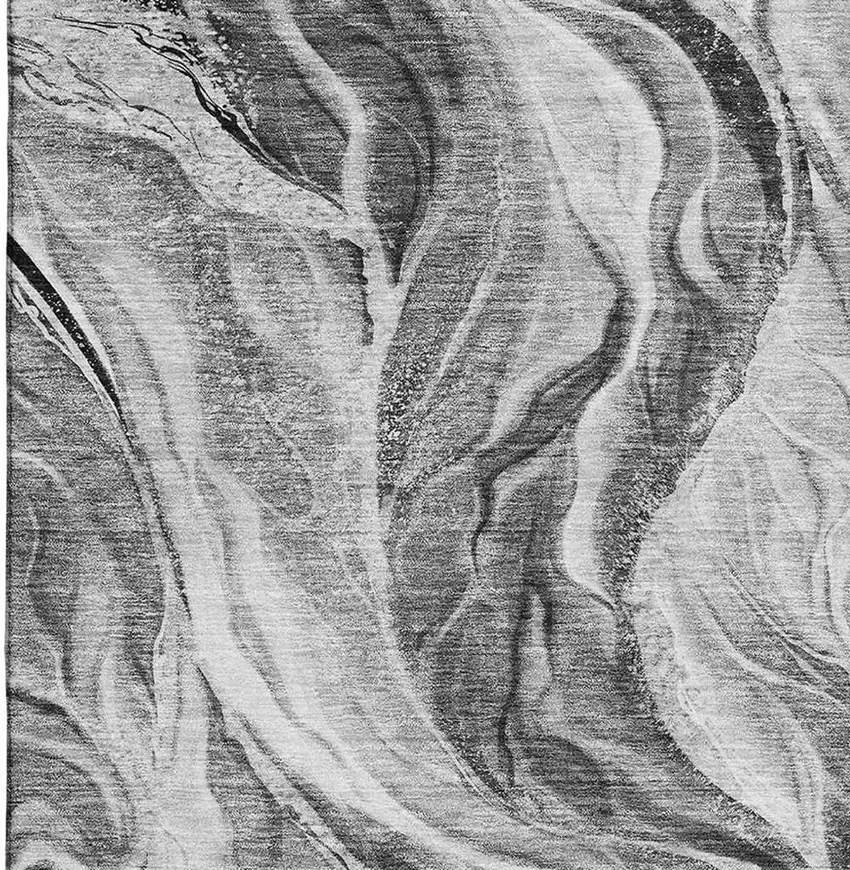 Gray And Ivory Abstract Washable Area Rug With UV Protection Photo 4