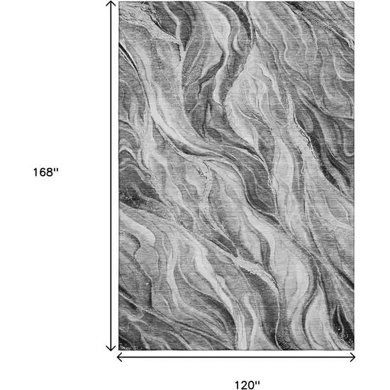 Gray And Ivory Abstract Washable Area Rug With UV Protection Photo 3