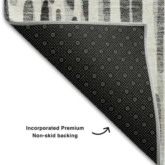 Gray And Ivory Abstract Washable Area Rug With UV Protection Photo 6