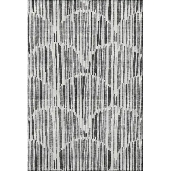 Gray And Ivory Abstract Washable Area Rug With UV Protection Photo 3