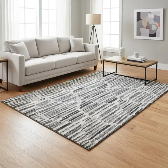 Gray And Ivory Abstract Washable Area Rug With UV Protection Photo 2