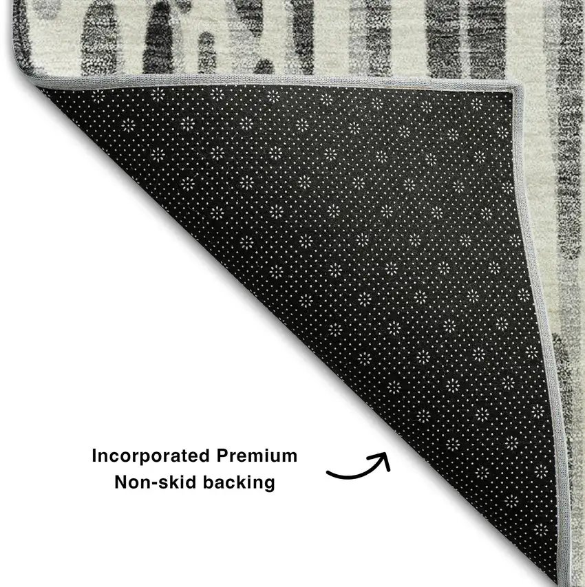Gray And Ivory Abstract Washable Area Rug With UV Protection Photo 7
