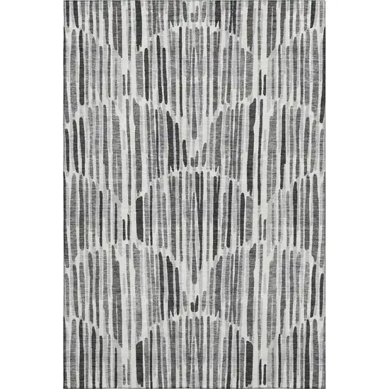 Gray And Ivory Abstract Washable Area Rug With UV Protection Photo 1