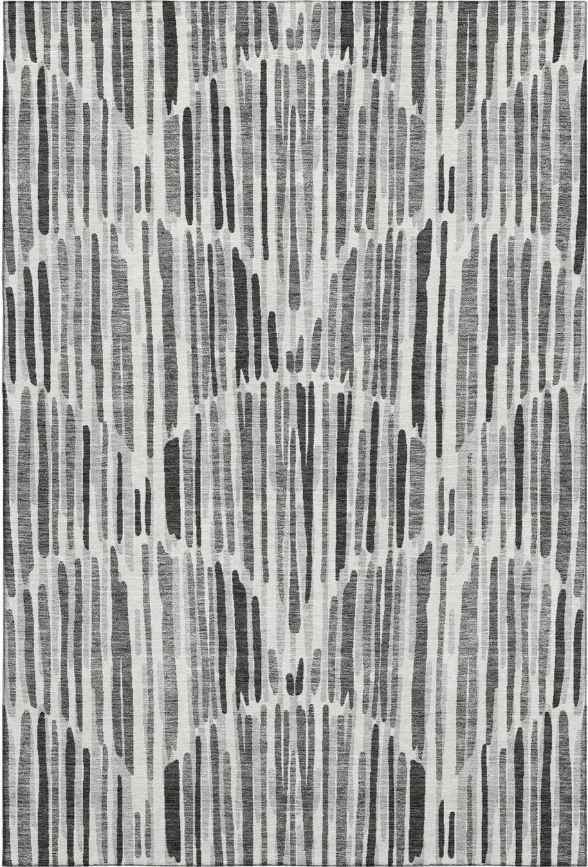 Gray And Ivory Abstract Washable Area Rug With UV Protection Photo 1