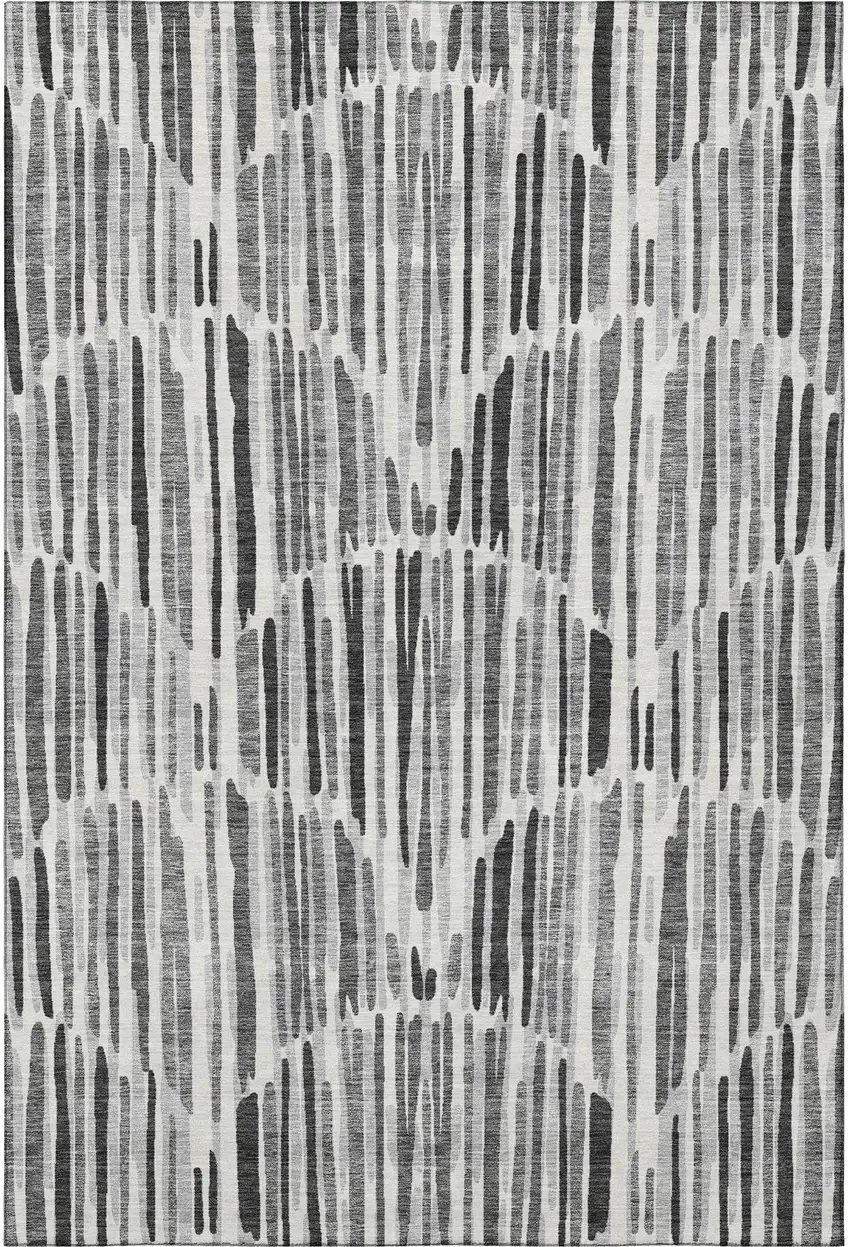 Gray And Ivory Abstract Washable Area Rug With UV Protection Photo 4