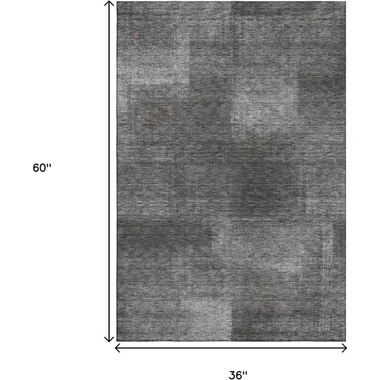Gray And Ivory Abstract Washable Area Rug With UV Protection Photo 3