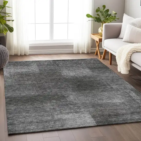 Gray And Ivory Abstract Washable Area Rug With UV Protection Photo 5