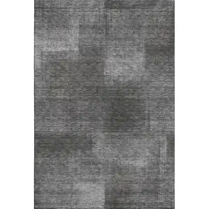 Photo of Gray And Ivory Abstract Washable Area Rug With UV Protection