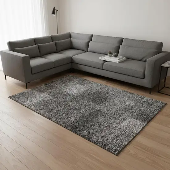 Gray And Ivory Abstract Washable Area Rug With UV Protection Photo 2