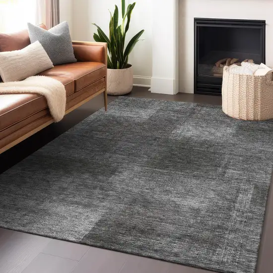 Gray And Ivory Abstract Washable Area Rug With UV Protection Photo 6