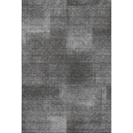 Gray And Ivory Abstract Washable Area Rug With UV Protection Photo 1
