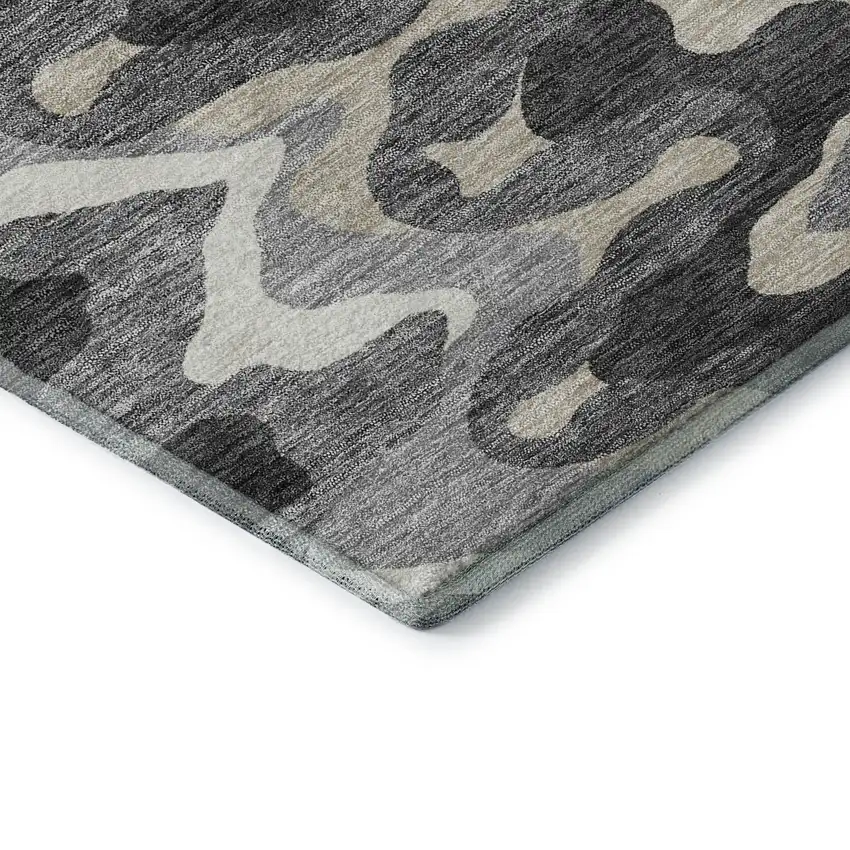 Gray And Ivory Abstract Washable Area Rug With UV Protection Photo 8