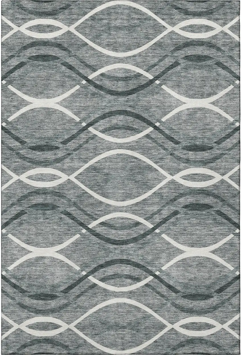 Gray And Ivory Abstract Washable Area Rug With UV Protection Photo 4