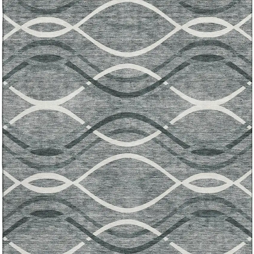 Gray And Ivory Abstract Washable Area Rug With UV Protection Photo 3