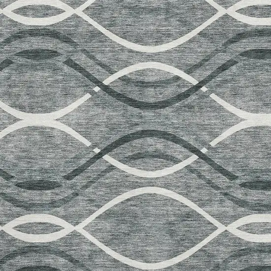 Gray And Ivory Abstract Washable Area Rug With UV Protection Photo 3