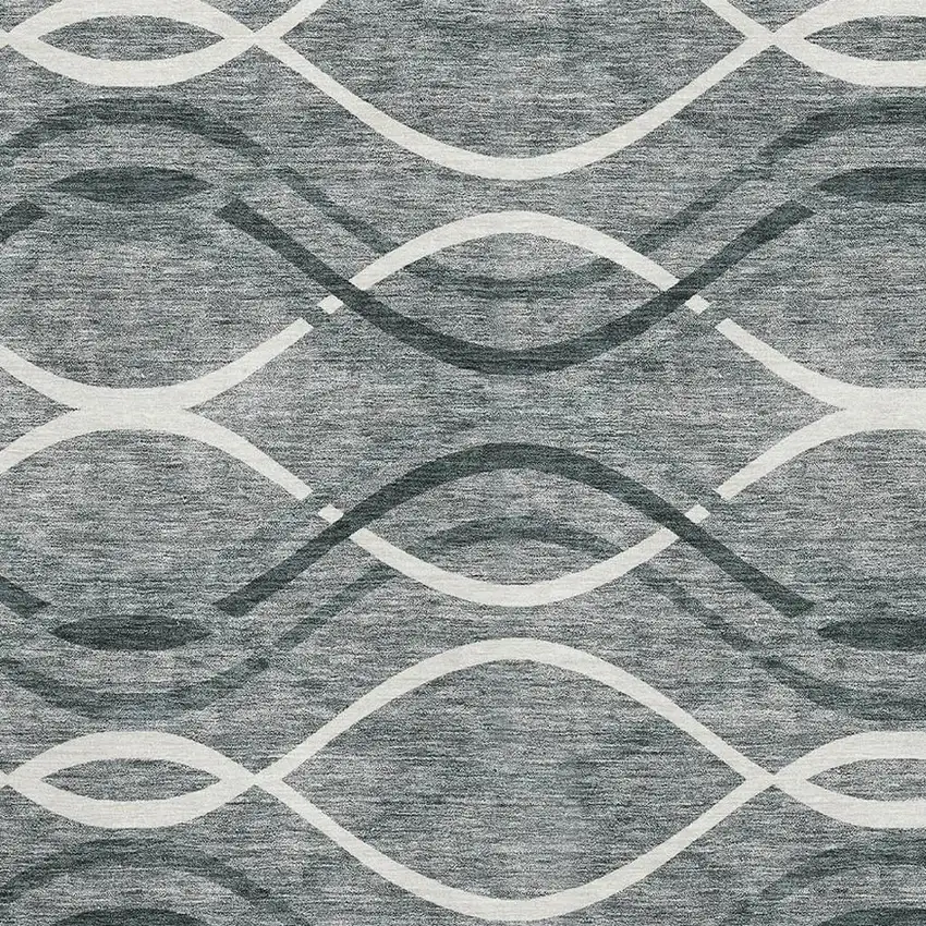 Gray And Ivory Abstract Washable Area Rug With UV Protection Photo 3
