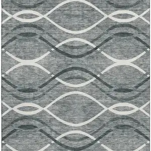 Photo of Gray And Ivory Abstract Washable Area Rug With UV Protection