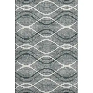 Photo of Gray And Ivory Abstract Washable Area Rug With UV Protection