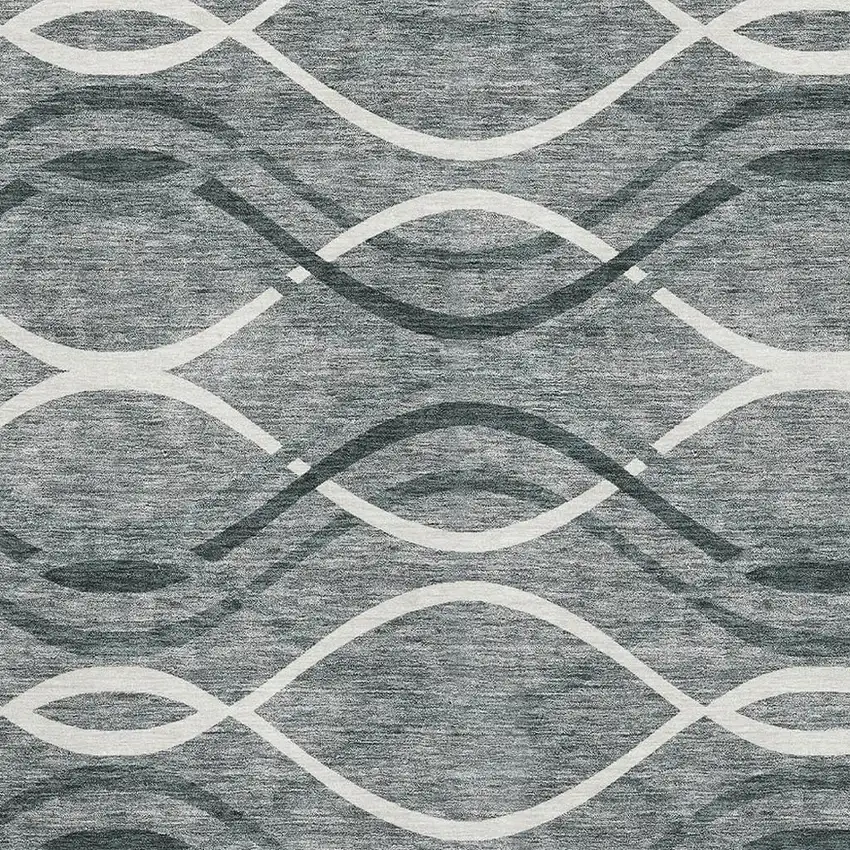 Gray And Ivory Abstract Washable Area Rug With UV Protection Photo 3