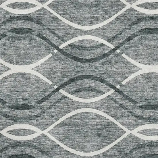 Gray And Ivory Abstract Washable Area Rug With UV Protection Photo 3