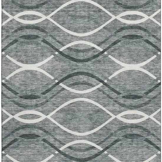 Gray And Ivory Abstract Washable Area Rug With UV Protection Photo 4