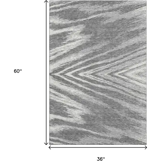 Gray And Ivory Abstract Washable Area Rug With UV Protection Photo 3