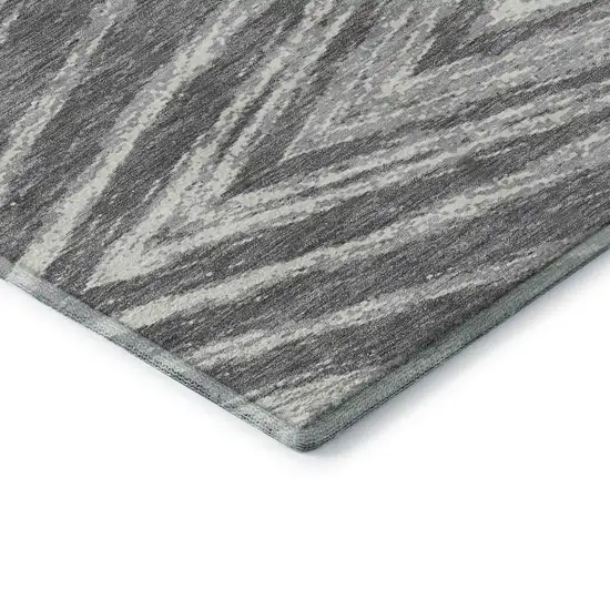 Gray And Ivory Abstract Washable Area Rug With UV Protection Photo 8