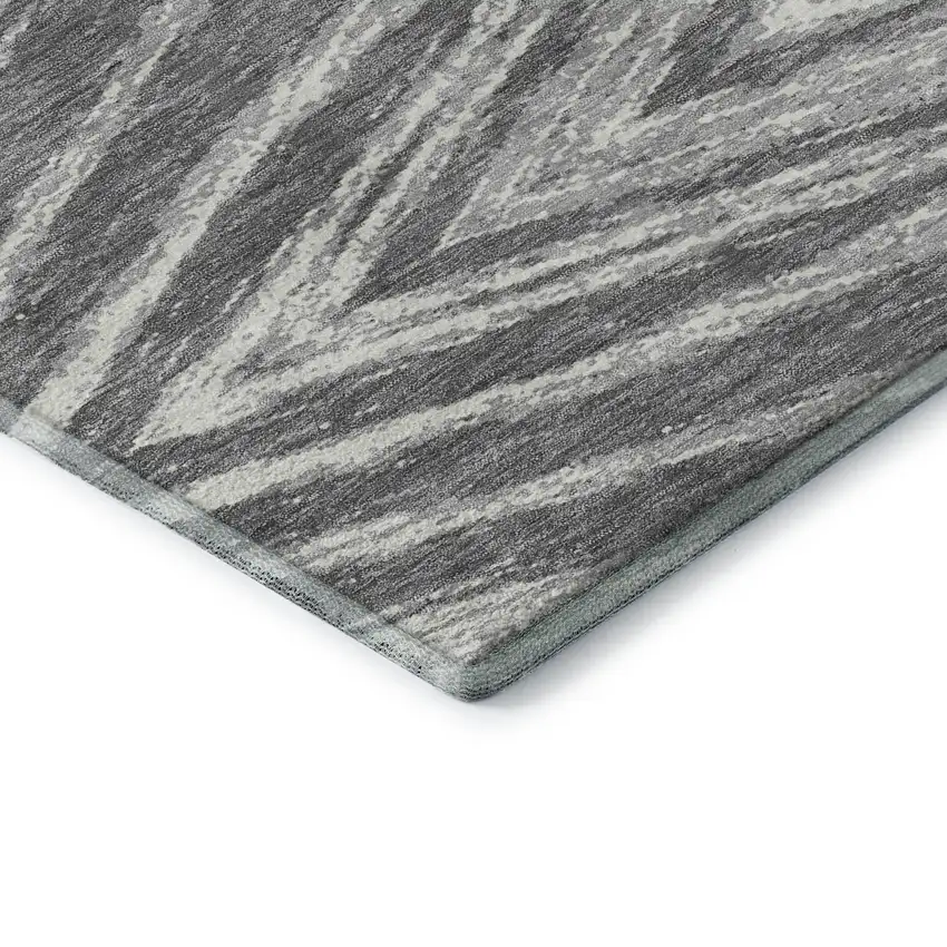 Gray And Ivory Abstract Washable Area Rug With UV Protection Photo 8
