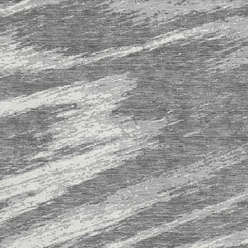 Gray And Ivory Abstract Washable Area Rug With UV Protection Photo 3