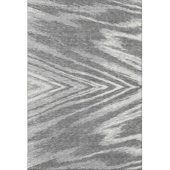 Gray And Ivory Abstract Washable Area Rug With UV Protection Photo 3