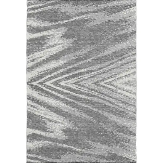 Gray And Ivory Abstract Washable Area Rug With UV Protection Photo 1