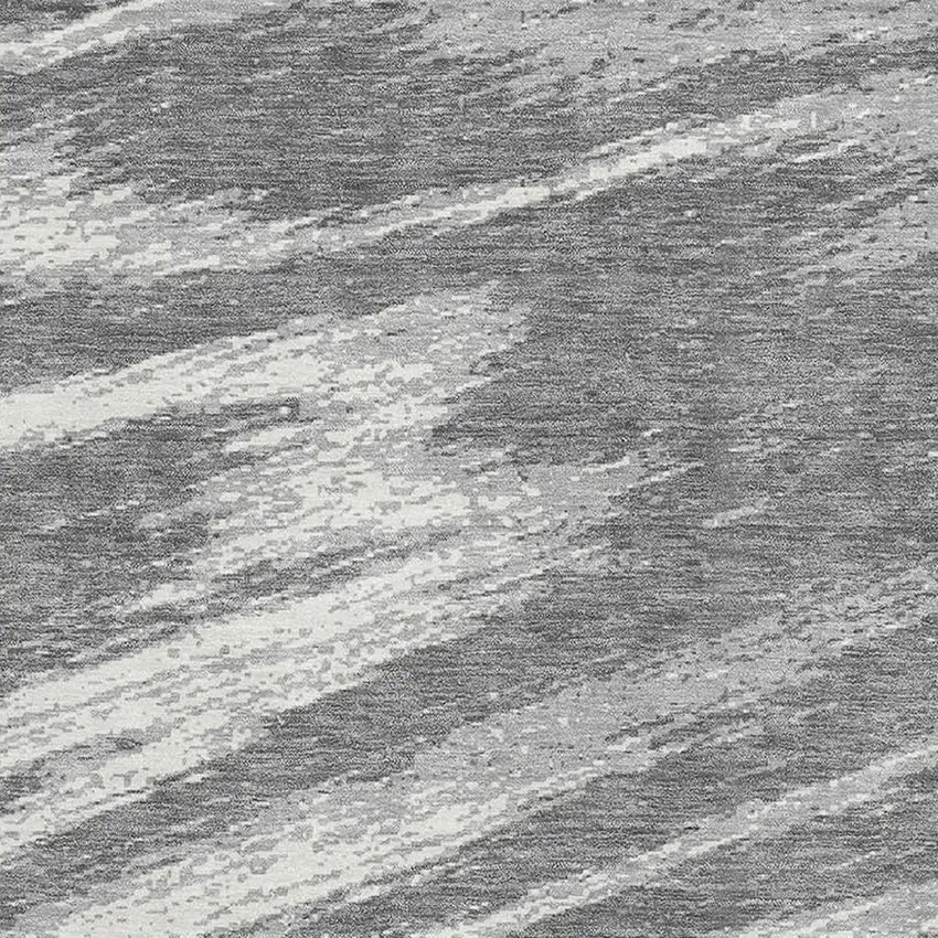 Gray And Ivory Abstract Washable Area Rug With UV Protection Photo 3