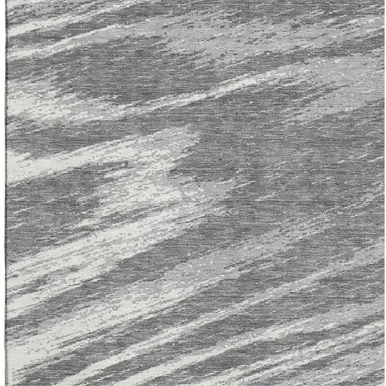 Gray And Ivory Abstract Washable Area Rug With UV Protection Photo 4