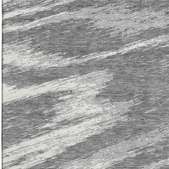 Gray And Ivory Abstract Washable Area Rug With UV Protection Photo 4